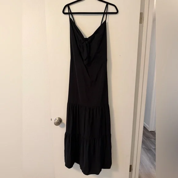 NWOT GAP Black Tie-Front Tiered Maxi Dress with Spaghetti Straps, Size XXL - Picture 4 of 8